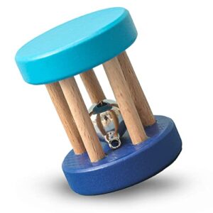 promise babe wooden rattle nursing shower gifts montessori baby roller bell toys infant gym blue