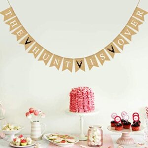 The Hunt is Over Banner Burlap Bunting Banner Garland Flags for Hunting Festival Party Decorations