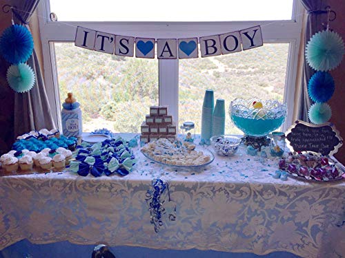 Honbay IT is A BOY Vintage Paper Banner for Baby Shower Decoration, Photo Props and Baby Birthday Party Use