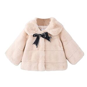 vastwit infant baby girls faux fur coat warm tops princess lovely long sleeve cloak jacket winter outfit khaki cute 2-3 years