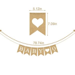 Rainlemon Jute Burlap Baby Q Banner BBQ Theme Baby Shower Gender Reveal Birthday Party Garland Decoration