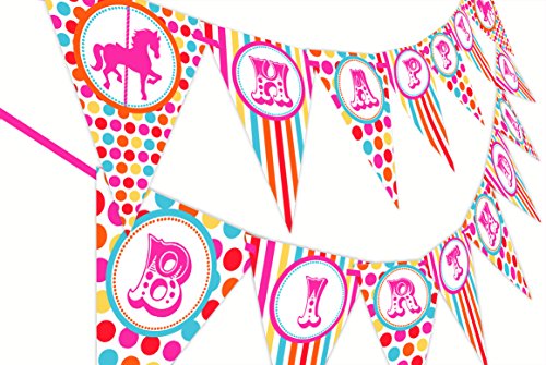 Carousel Carnival Birthday Banner - Multi Color