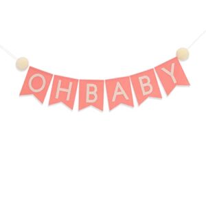 oh baby felt fabric banner – baby girl banner, modern baby shower, pregnancy banner, baby announcement, gender reveal party supplies, baby shower backdrop, announcement of pregnancy baby shower party decorations.