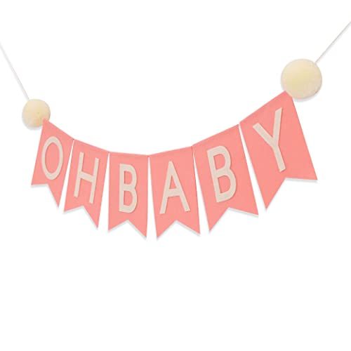 Oh Baby Felt Fabric Banner - Baby Girl Banner, Modern Baby Shower, Pregnancy Banner, Baby Announcement, Gender Reveal Party Supplies, Baby Shower Backdrop, Announcement of Pregnancy Baby Shower Party Decorations.