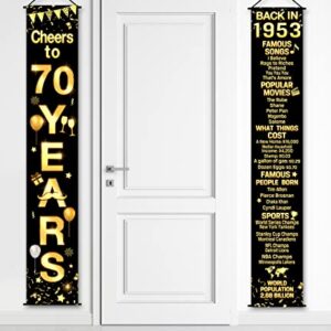 70th Birthday Party Anniversary Decorations Cheers to 70 Years Banner Party Decorations Welcome Porch Sign for Years Birthday Supplies (70th-1953)