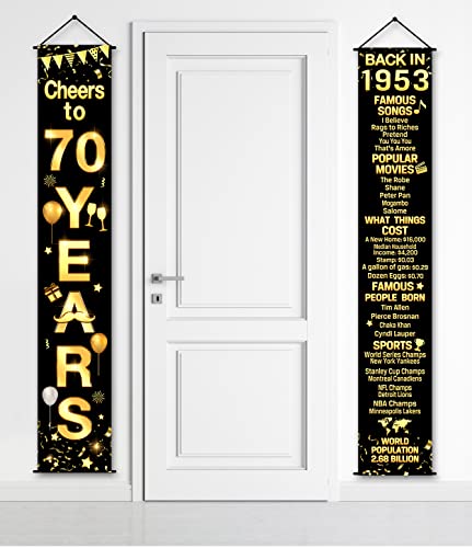 70th Birthday Party Anniversary Decorations Cheers to 70 Years Banner Party Decorations Welcome Porch Sign for Years Birthday Supplies (70th-1953)