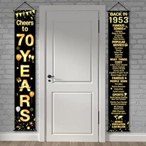 70th Birthday Party Anniversary Decorations Cheers to 70 Years Banner Party Decorations Welcome Porch Sign for Years Birthday Supplies (70th-1953)