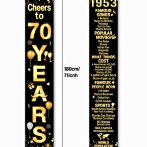 70th Birthday Party Anniversary Decorations Cheers to 70 Years Banner Party Decorations Welcome Porch Sign for Years Birthday Supplies (70th-1953)