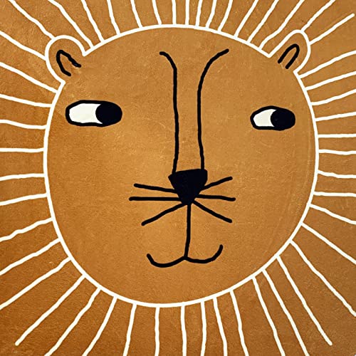 USTIDE Kids Play Mat 4Ft, Round Lion Play Rug Non Slip Kids Round Rug Soft Kids Rug Floor Carpet for Bedroom Playroom Nursery Rug Decor