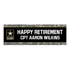 u.s. army happy retirement custom banner – medium – party decor – 1 piece