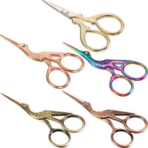 5 pieces stainless steel tip classic stork scissors crane design 3.6 inch sewing dressmaker scissors for embroidery, craft, needle work, art work or everyday use (style b)