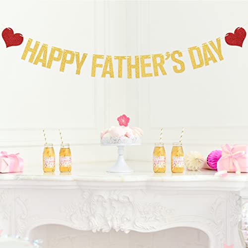 Happy Father's Day Banner Gold Glitter, Father's Day Party Decorations, Best Dad Ever Decor, Happy Father's Day Birthday Decorations