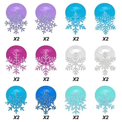 30 Pieces Snowflake Hanging Swirls Decorations, Christmas Ceiling Decor Purple Blue White Snowflakes for Winter Holiday Wonderland New Year Birthday Party Favors Baby Shower Supplies (Colorful)