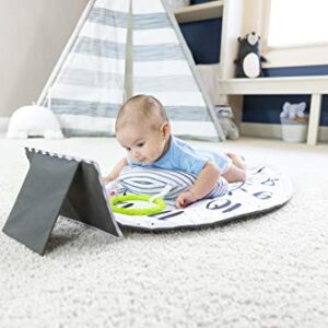 Sassy Tummy Time Play Mat with Large Mirror, Cushioned, Reversible Support Bolster, and Teething Ring, Age 0+