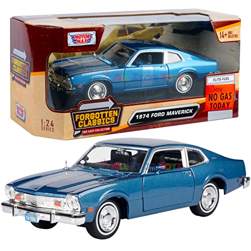 1974 for Ford Maverick 1:24 Scale Diecast Replica Model by Motormax Forgotten Classics Series 79042 (Blue)