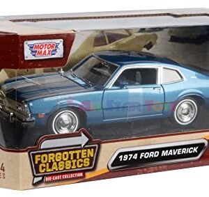 1974 for Ford Maverick 1:24 Scale Diecast Replica Model by Motormax Forgotten Classics Series 79042 (Blue)