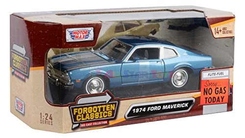 1974 for Ford Maverick 1:24 Scale Diecast Replica Model by Motormax Forgotten Classics Series 79042 (Blue)