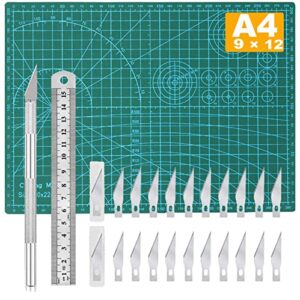 Self Healing Sewing Mat, Exacto Knife Precision Carving Craft Hobby Knife Kit for DIY Art Work Cutting, Hobby, Stencil, Scrapbooking-A4(9"x12")