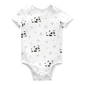 vvfelixl baby bodysuits unisex little panda stars short sleeve cotton baby clothes for boys girls 3m white