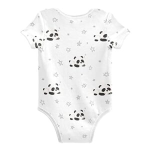 vvfelixl Baby Bodysuits Unisex Little Panda Stars Short Sleeve Cotton Baby Clothes for Boys Girls 3M White