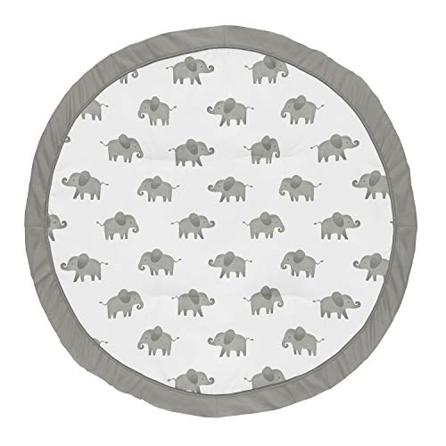 Sweet Jojo Designs Grey and White Playmat Tummy Time Baby and Infant Play Mat for Mint Watercolor Elephant Safari Collection