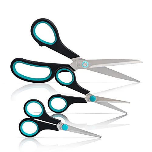 Maxam Small Household Scissor Set with Soft-Touch Handles for a Safe Comfortable Grip, 3-Pieces