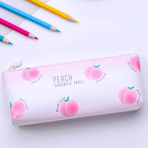 fabric pencil pouch for girls pencil bags with zipper for cute school large pencil case ，for women teens girls adults student big capacity grid pencil case for teen girls (a-peach pencil case)