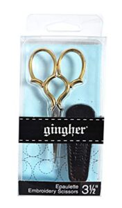 gingher 1005279 epaulette embroidery scissors 3.5-w/leather sheath