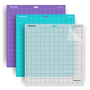 worklion cutting-mat 12×12 for silhouette cameo: (3 mats – standardgrip, lightgrip, stronggrip) variety adhesive sticky durable non-slip craft replacement mats for silhouette cameo 4/3/2/1