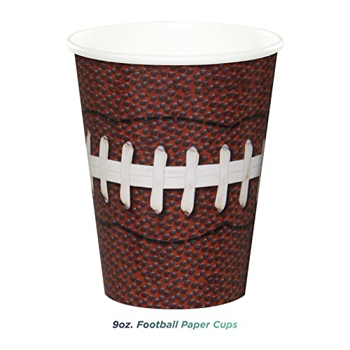 Football Party Game Ball Oval Paper Dinner Plates, Beverage Napkins, and Beverage Cups (Serves 16)