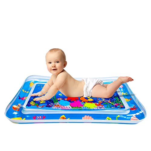 YGJ Inflatable Tummy Time Mat Premium Kids Boys Girls Water Play Mat for Infants, Strengthen Your Kids Boys Girls Muscles, Portable Blue