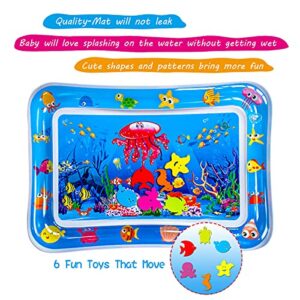 YGJ Inflatable Tummy Time Mat Premium Kids Boys Girls Water Play Mat for Infants, Strengthen Your Kids Boys Girls Muscles, Portable Blue