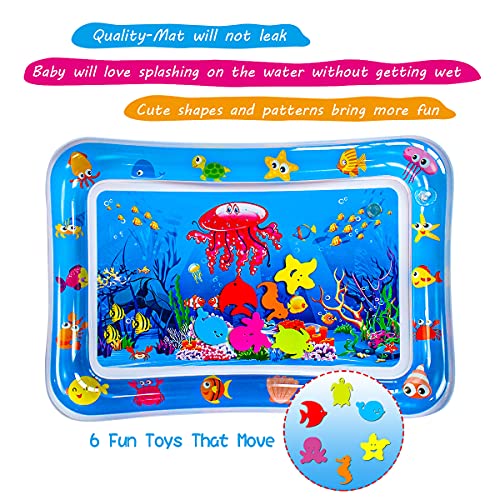 YGJ Inflatable Tummy Time Mat Premium Kids Boys Girls Water Play Mat for Infants, Strengthen Your Kids Boys Girls Muscles, Portable Blue