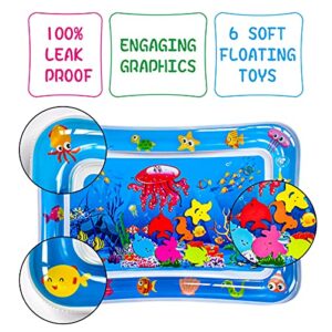 YGJ Inflatable Tummy Time Mat Premium Kids Boys Girls Water Play Mat for Infants, Strengthen Your Kids Boys Girls Muscles, Portable Blue