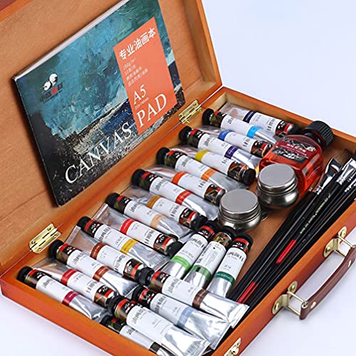 Wakauto Artist Storage Box Wood Artist Tool Brush Storage Box Holder Case Organizer for Pastels Pencils Pens Markers Brushes Jewelry Makeup DIY Crafts