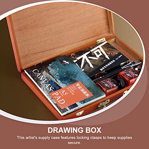 Wakauto Artist Storage Box Wood Artist Tool Brush Storage Box Holder Case Organizer for Pastels Pencils Pens Markers Brushes Jewelry Makeup DIY Crafts