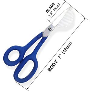 Duckbill Applique Blade Scissors, HAND U JOURNEY, 7 Inch - Double Bent Curved Offset Handle Scissors for for Carpet Pile,Rug-punch- Blue