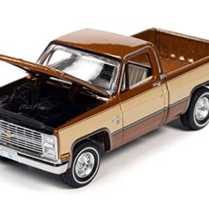 Auto World 1983 Chevy Silverado 10 Fleetside Pickup Truck Light Bronze Met. w/Almond Brown Sides Ltd Ed 17120 pcs 1/64 Diecast Model by Autoworld 64322-AWSP074 A (AWSP074/24A)