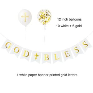 CHRORINE God Bless Banner Kit Baptism Decorations for Boys Girls, First Communion Banner Kit First Communion Confirmation Decorations