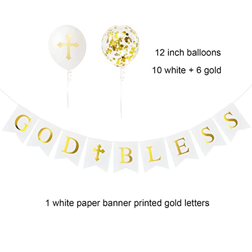 CHRORINE God Bless Banner Kit Baptism Decorations for Boys Girls, First Communion Banner Kit First Communion Confirmation Decorations