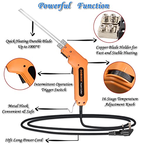 DOMINOX Foam Cutter Electric Styrofoam Hot Knife Kit Foam Board Cutter Foam Cutting Tool Heated Knife for Foam Board Insulation, Kaizen Foam, EPP, EPS, XPS, EVA, EPE, PU, KT Board, Sponge, Nylon