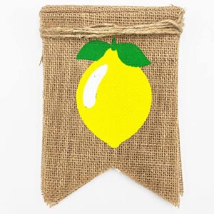 JOZON Lemonade Burlap Banner and Lemon Burlap Banner Jute Summer Lemon Theme Bunting Banner Garland Summer Lemon Theme Birthday Baby Shower Party Decor Lemonade Stand Decorations