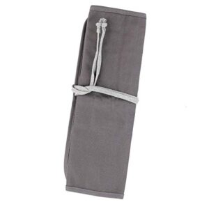 GLOGLOW Canvas Paintbrush Wrap Roll Up Case Holder, Gray Canvas Paintbrush Holder Paint Pen Roll Up Bag Case Travel Drawing Paintbrush Roll Organizer (Brushes NOT Included)