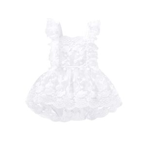 lxxiashi infant baby girl romper dress summer lace bodysuits fly sleeves jumpsuits boho summer clothes (02-white, 0-3 months)