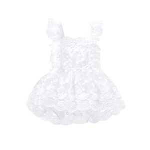 LXXIASHI Infant Baby Girl Romper Dress Summer Lace Bodysuits Fly Sleeves Jumpsuits Boho Summer Clothes (02-White, 0-3 Months)