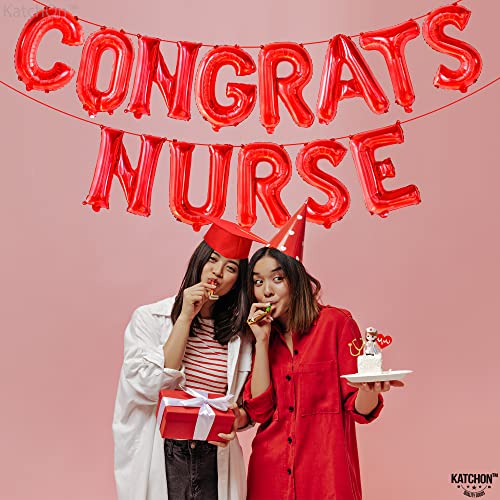 Congrats Nurse Balloons, Red - Nurse Graduation Decorations 2023 | Congrats Nurse Decorations | Nurse Graduation Party Supplies | Nurse Graduation Balloons for Nurse Graduation Party Decorations 2023