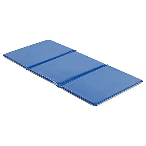 ECR4Kids Everyday Folding Rest Mat, 3-Section, 1in, Classroom Furniture, Blue/Grey