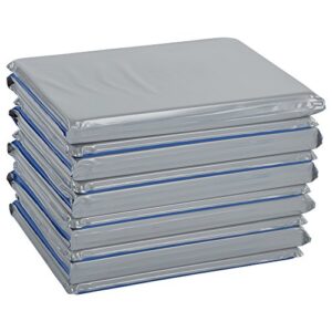 ECR4Kids Everyday Folding Rest Mat, 3-Section, 1in, Classroom Furniture, Blue/Grey