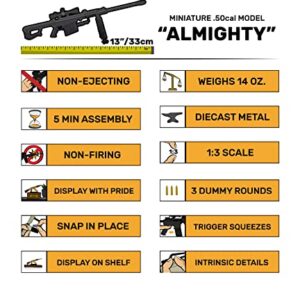 GoatGuns Miniature .50 Cal Barrett 82A1 Model in Black | 1:3 Scale Die Cast Metal