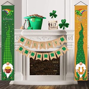 Viajero St. Patricks Day Decorations Banners Gnome Shamrock Welcome Hanging Signs